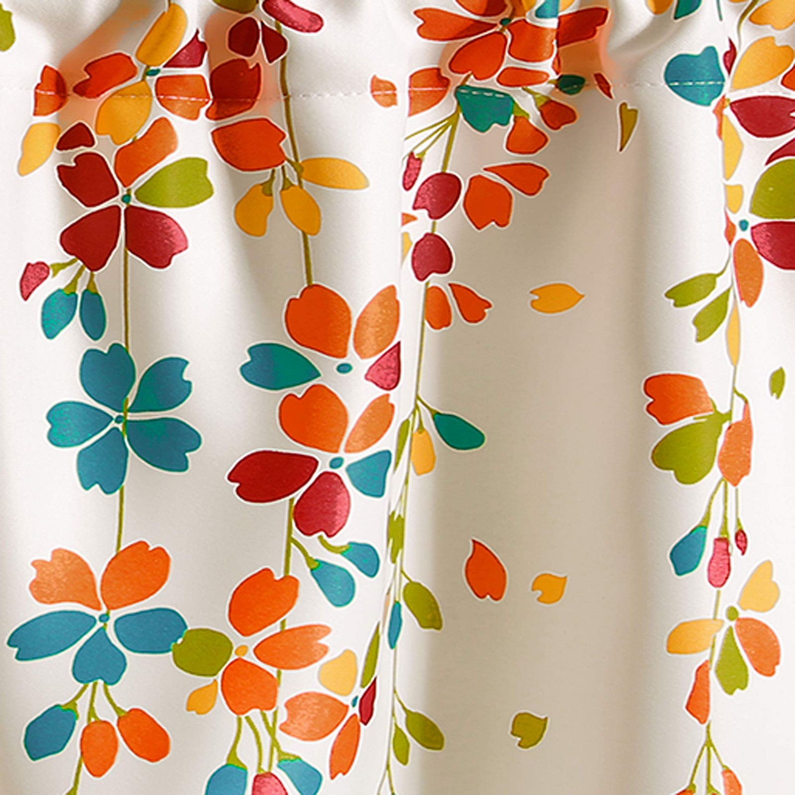 Light Filtering Floral Valance 52″ W x 18″ L Turquoise & Tangerine Decor