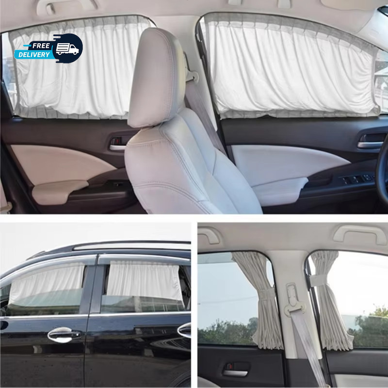 2pcs Universal Car Side Window Curtains – Foldable UV Protection Sunshade – NEW