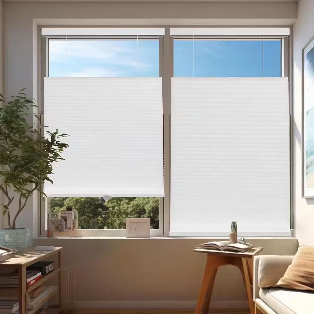 Cut-To-Size White Light Filtering Cordless Top down Bottom up Polyester Cellular