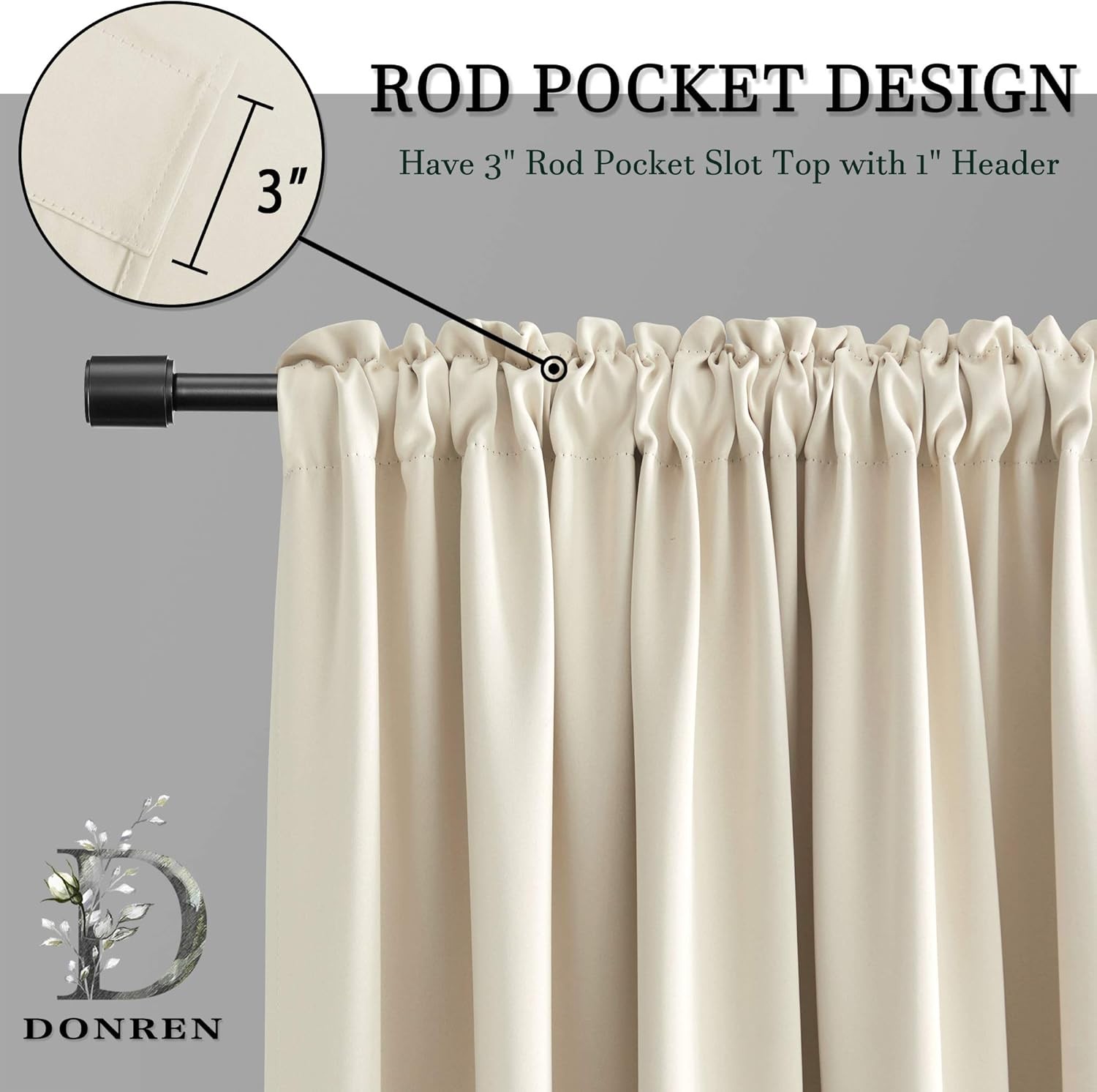 Beige Room Darkening Curtains for Bedroom – 52 x 90 Inch
