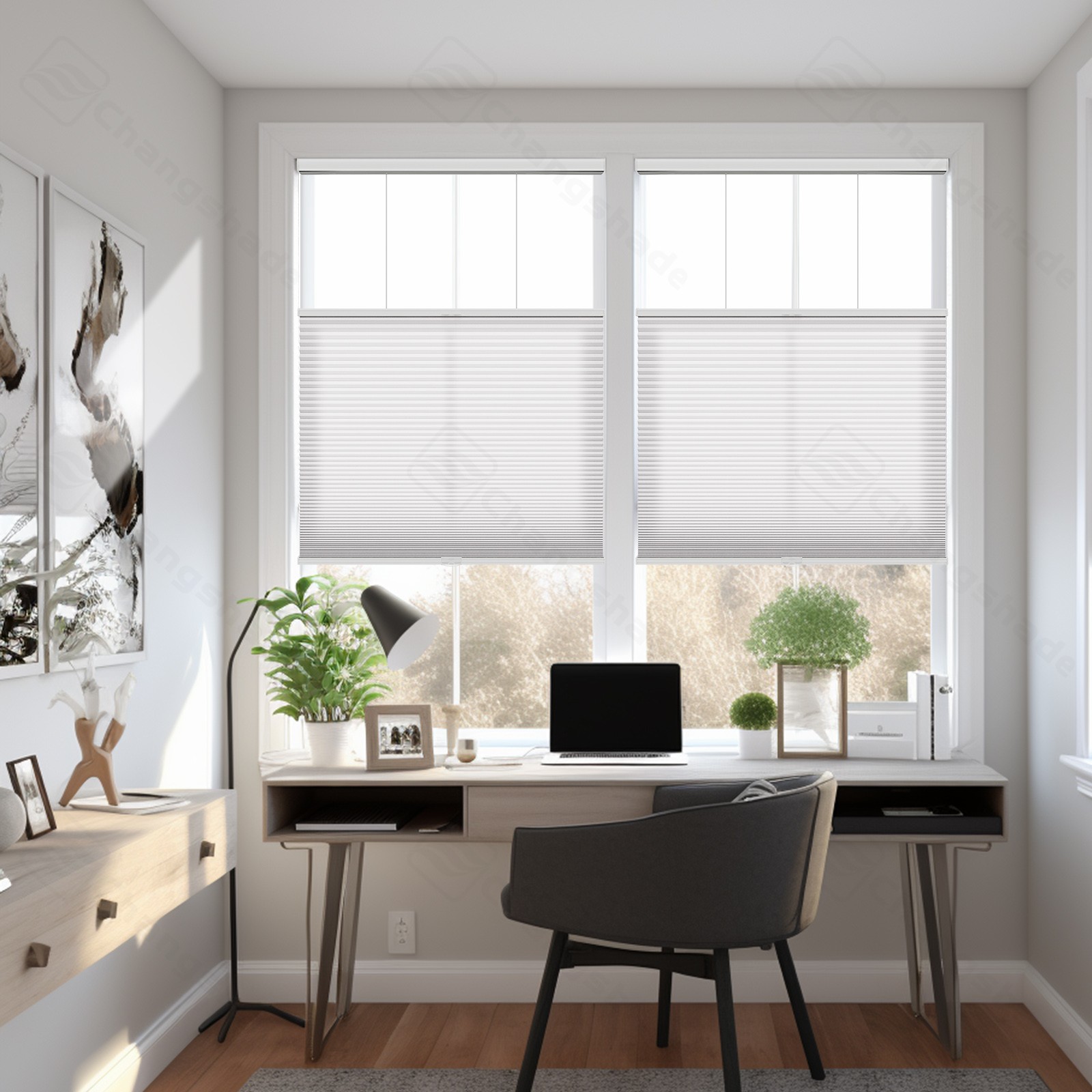 Changshade Honeycomb Light Filtering Cordless Top-Down Bottom Up Cellular Blinds