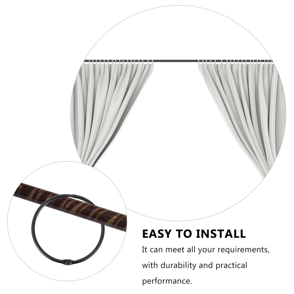 12Pcs Reusable Black Iron Round Curtain Rings for Home Curtains