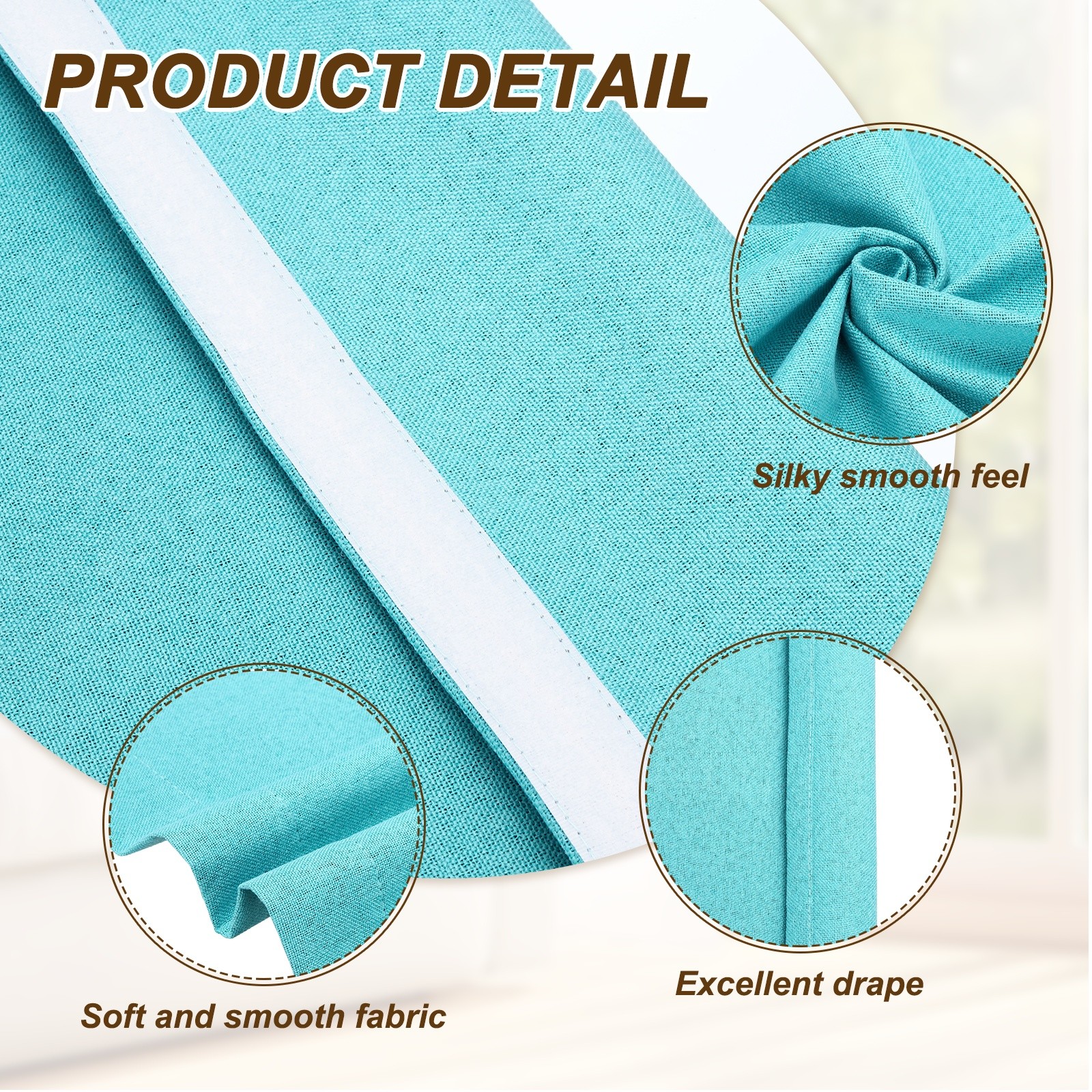 1PC 100% Blackout Side Door Curtains, 8″ x 36″ Linen Door Curtain, Light Blue