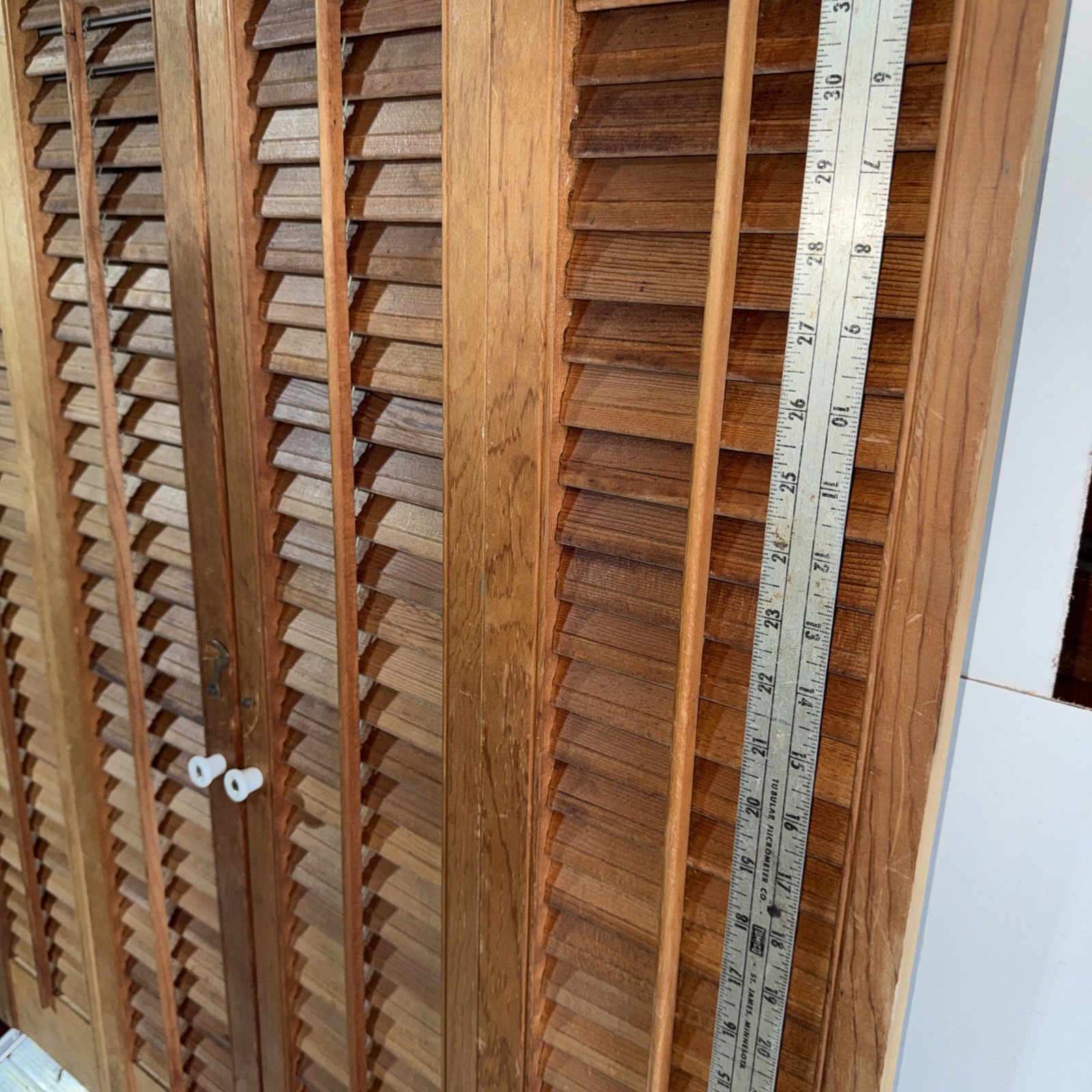 Tall louvered pine Shutters for interior use 31 1/2 x 36