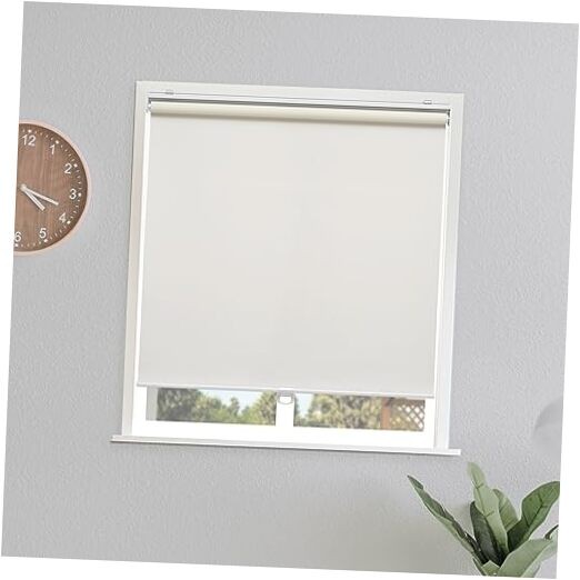 Blackout Roller Shades Blinds Cordless for Windows Pull Down 34″W x 72″H Beige