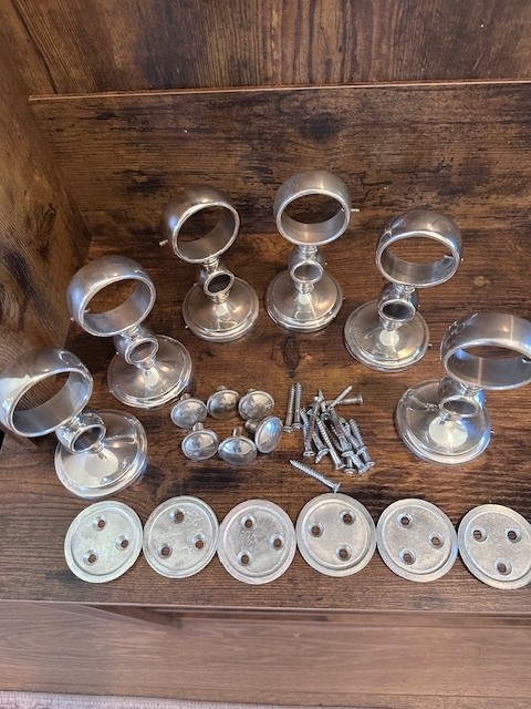Restoration Hardware Estate Double-Rod Conversion (3) sets Silver w/6 end caps