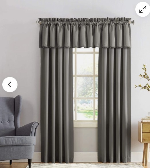 1 Valance SUN ZERO Lichtenberg Steel Gray Color 54 in W x 18 in L GRA-PT