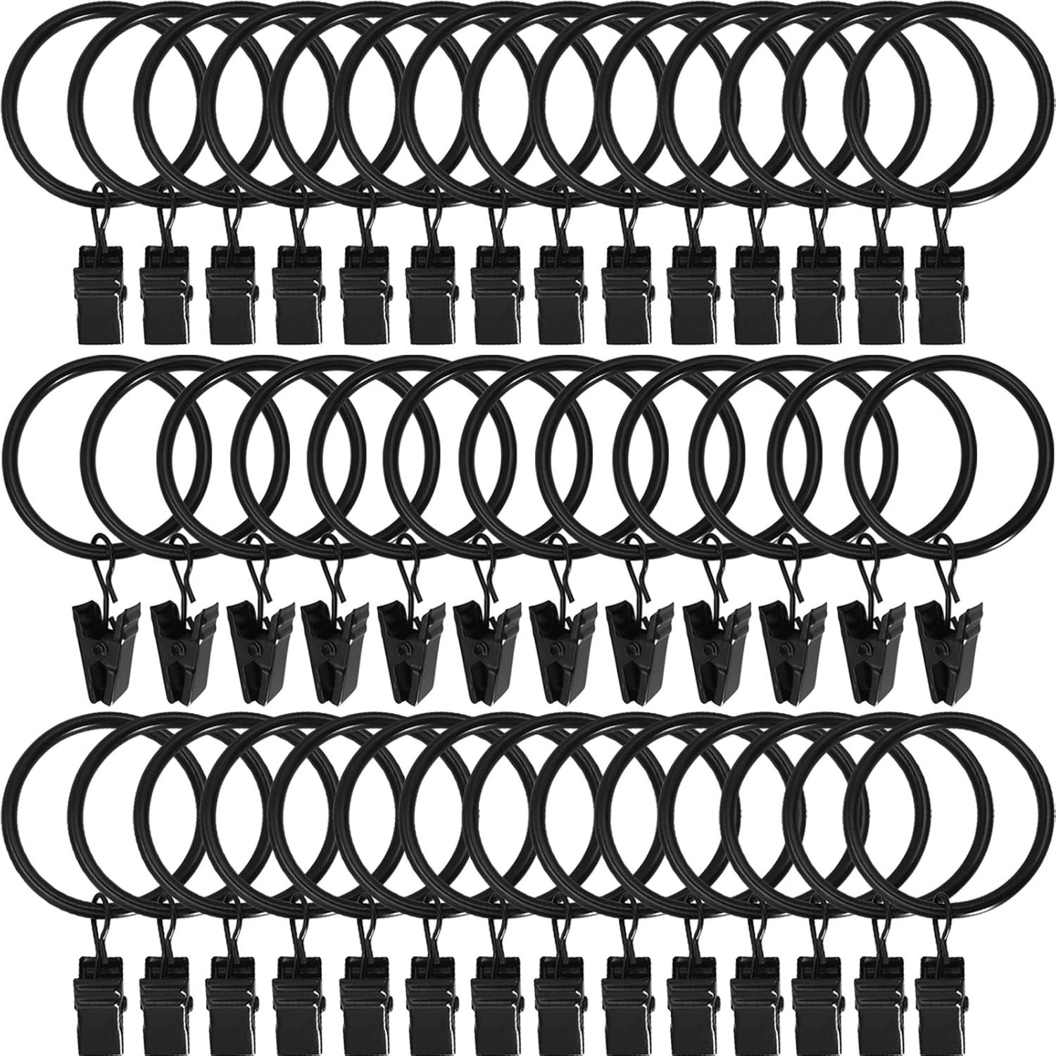 Stylish 40 Count Curtain Rings & Clips – Metal, 1.5in I.D. for Elegant Interiors