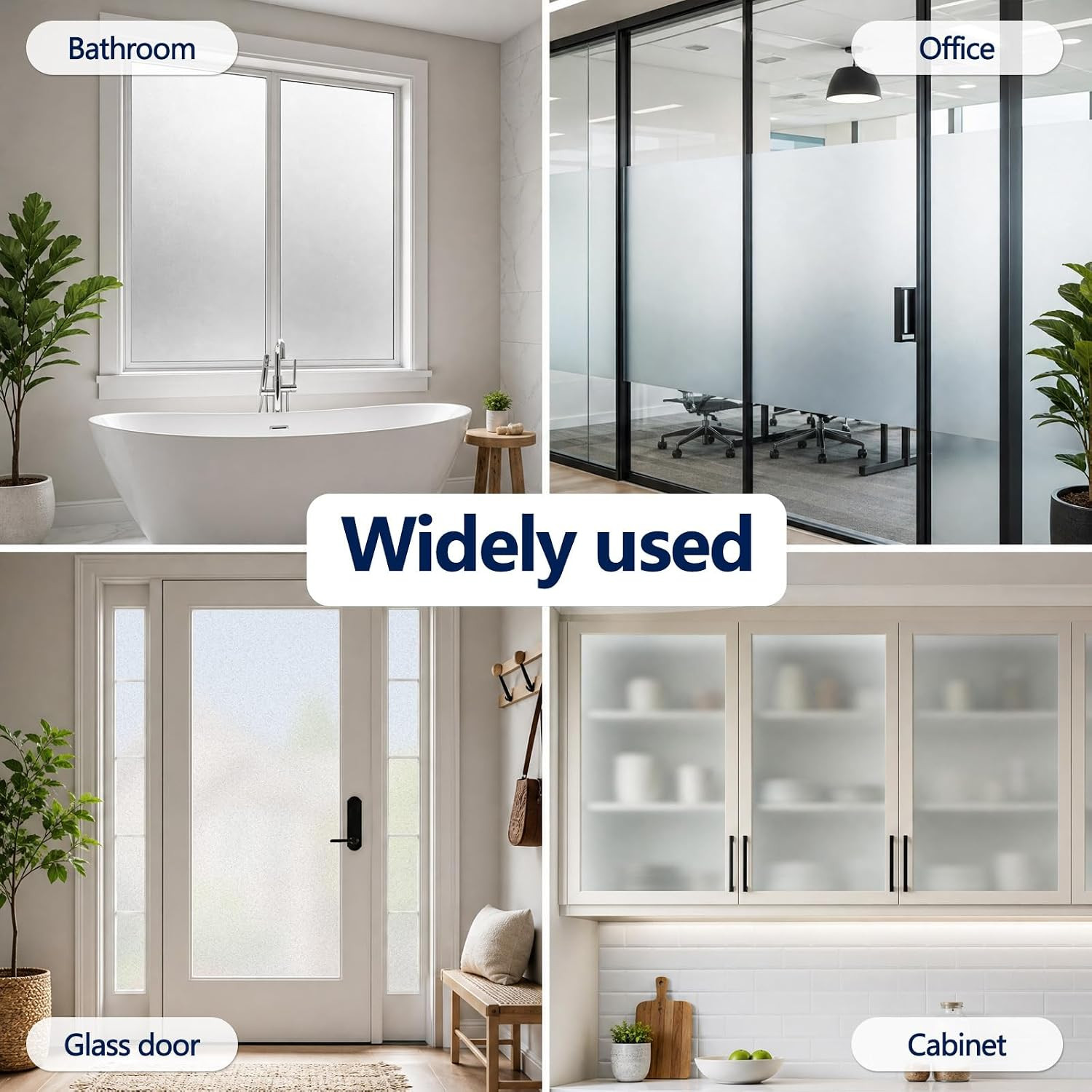 Frosted Window Privacy Film Static Cling Glass Film 17.5″ X 6.5′ | No