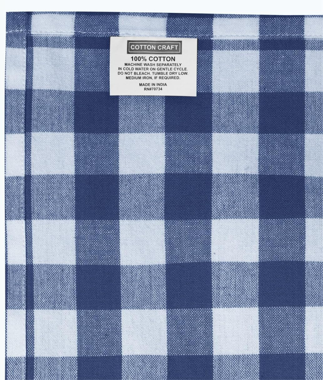 Café Curtains – Tier Window Treatment Curtains – Blue and White Gingham Check 3