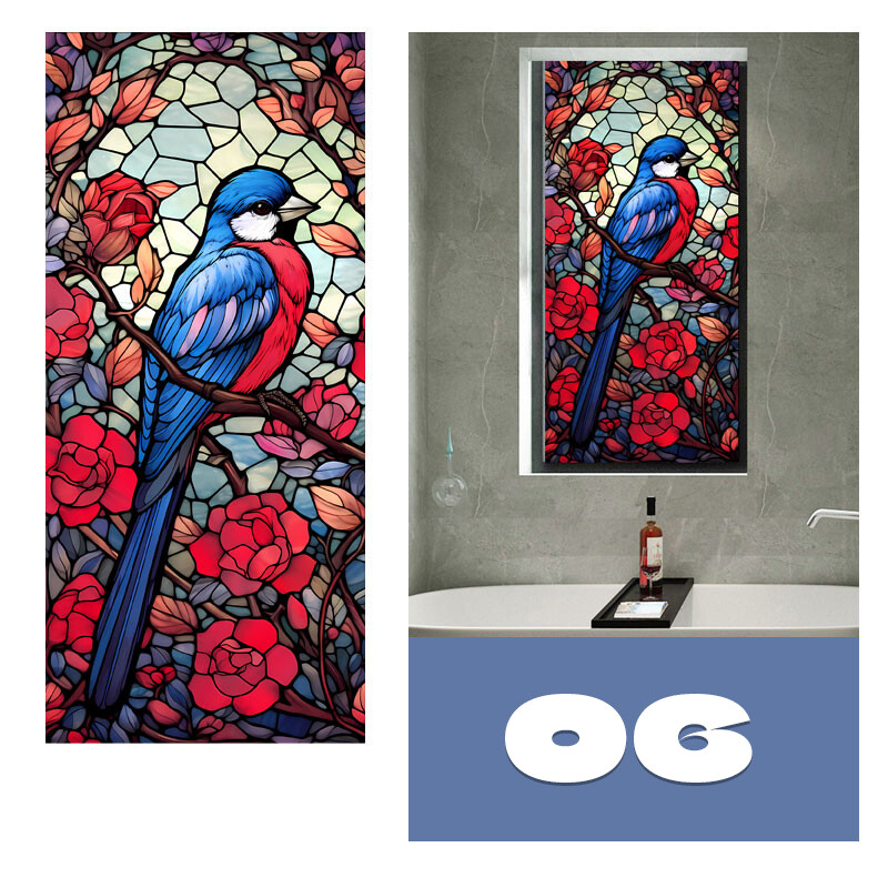 Colorful Stained Glass Film Modern Art European Decor Privacy 40x100cm/45x120cm
