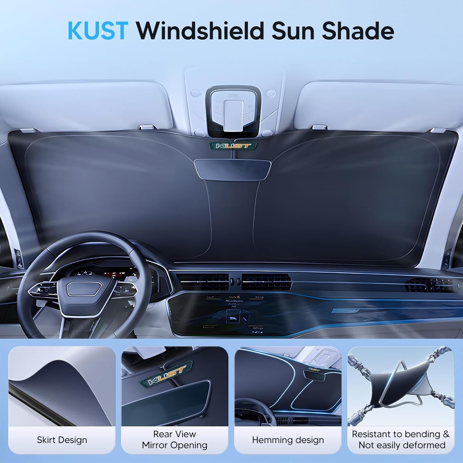 KUST Windshield Sun Shade for 2017-2024 Nissan Rogue Sport Accessories (Not for