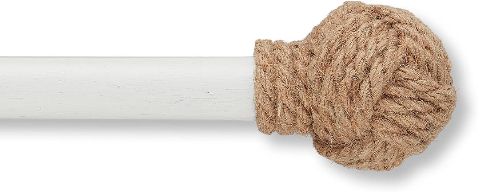 Coastal Jute Curtain Rod Set, Adjustable 72”-144”, Weathered White Finish