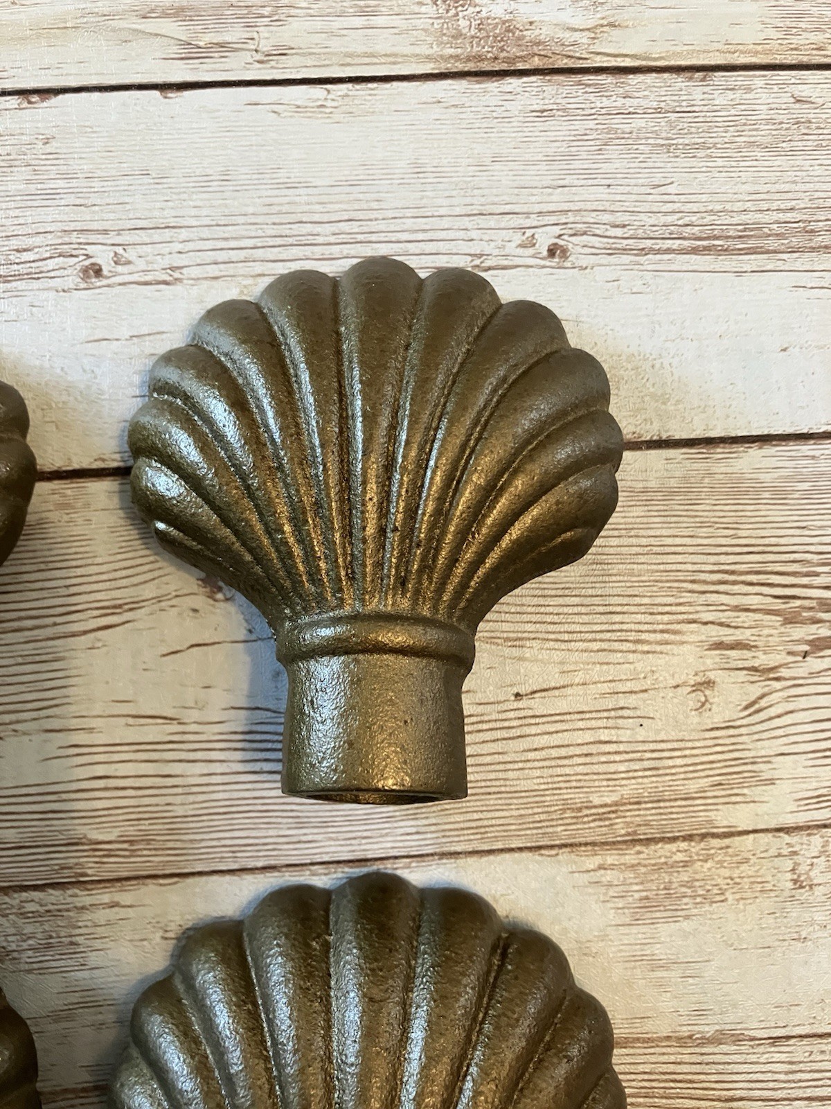 Vintage Art Deco Style Antiqued Brass Style 3″ Finial Curtain Rod End Lot Of 4