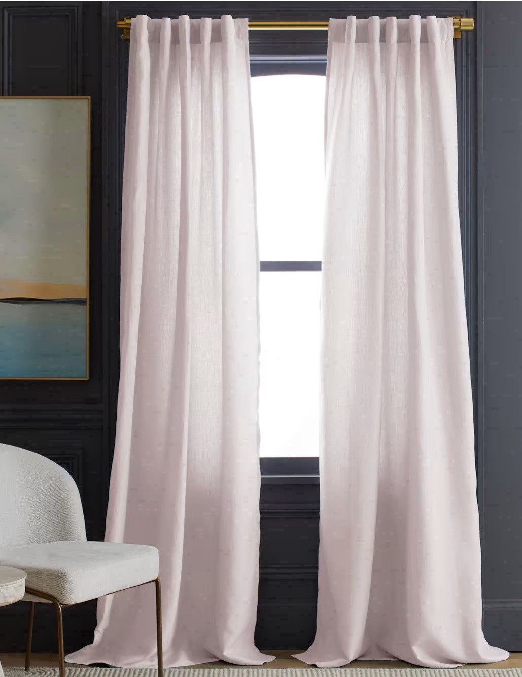 NWOT Quince 48″ x 84″ Vintage Blush Curtain Panels Cotton Lined Set 2
