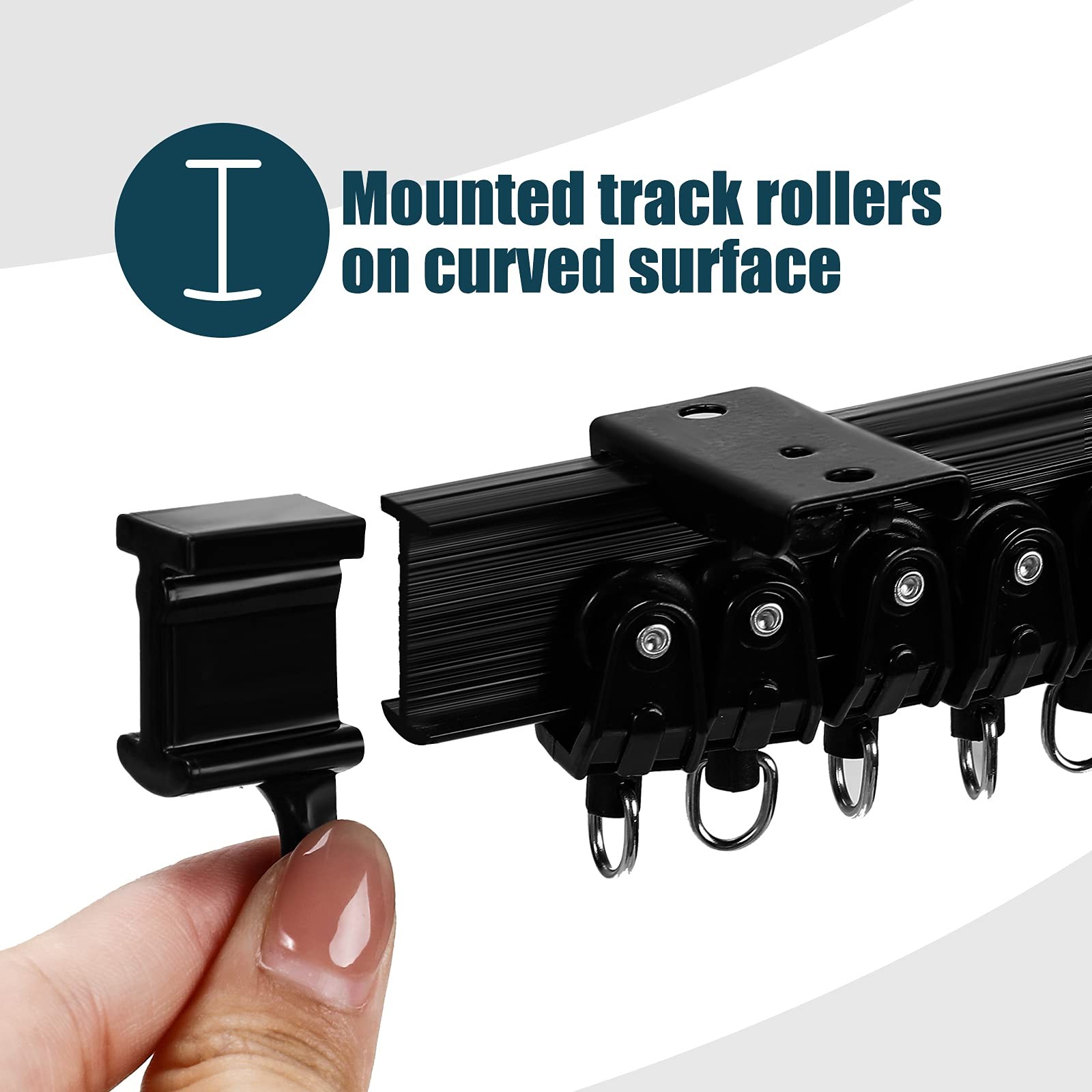 Curved Ceiling Curtain Track Bendable Mount for 5 m/ 16.4 ft, Black