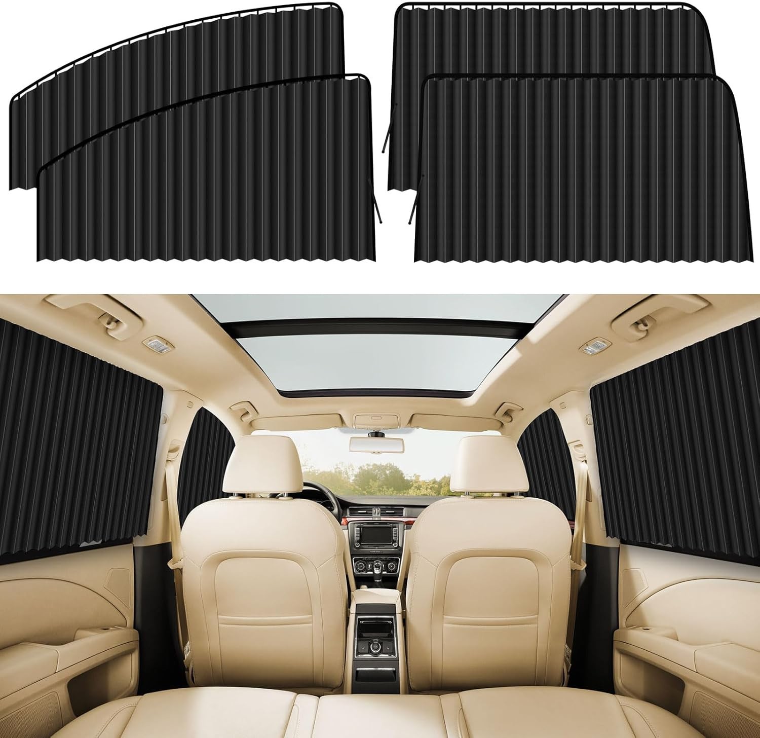 4 PCS Side Window Sun Shade Black Privacy Sunshade – Front back 4 pcs