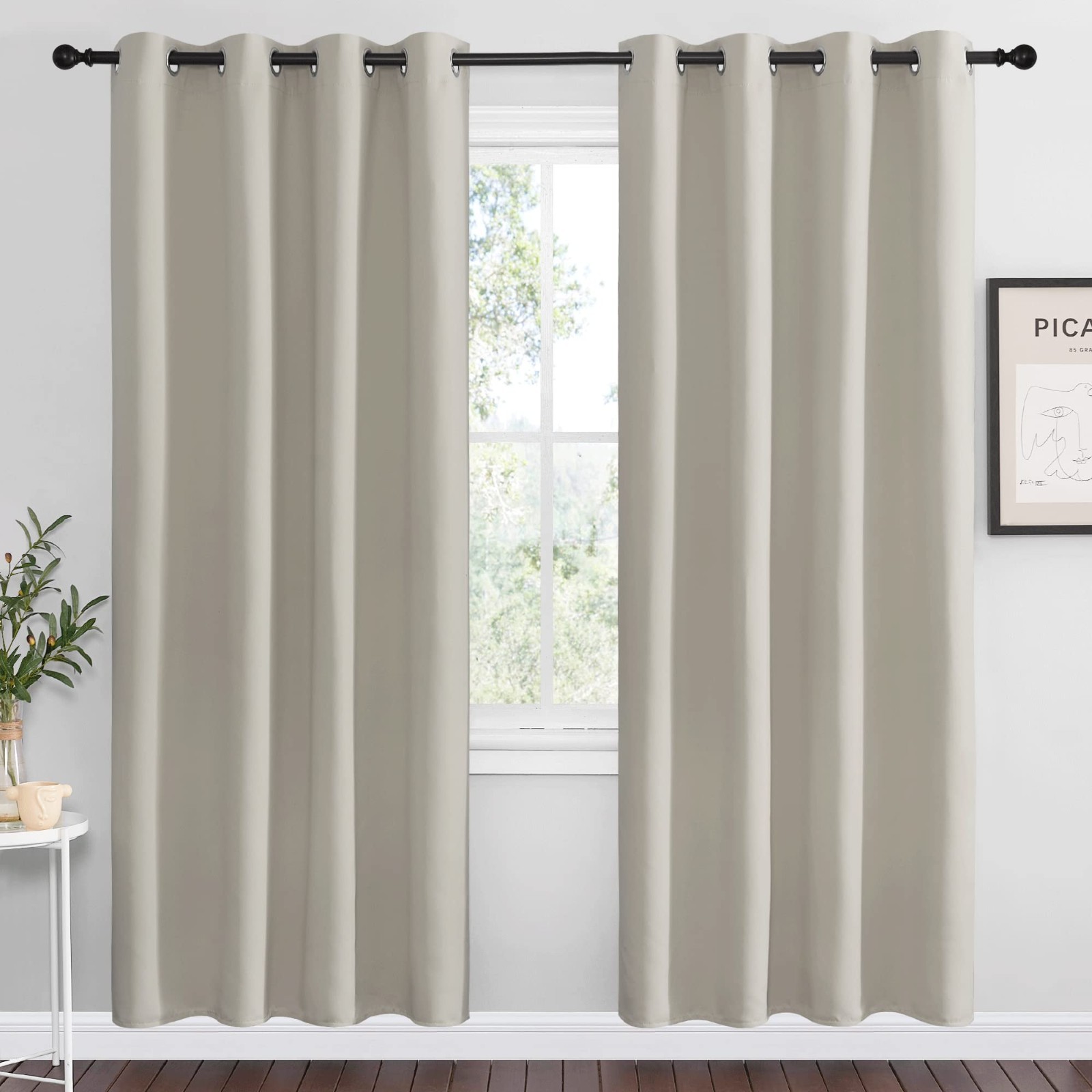 NICETOWN Natural Room Darkening Curtains 78″ Long, 55″ Wide Set of 2