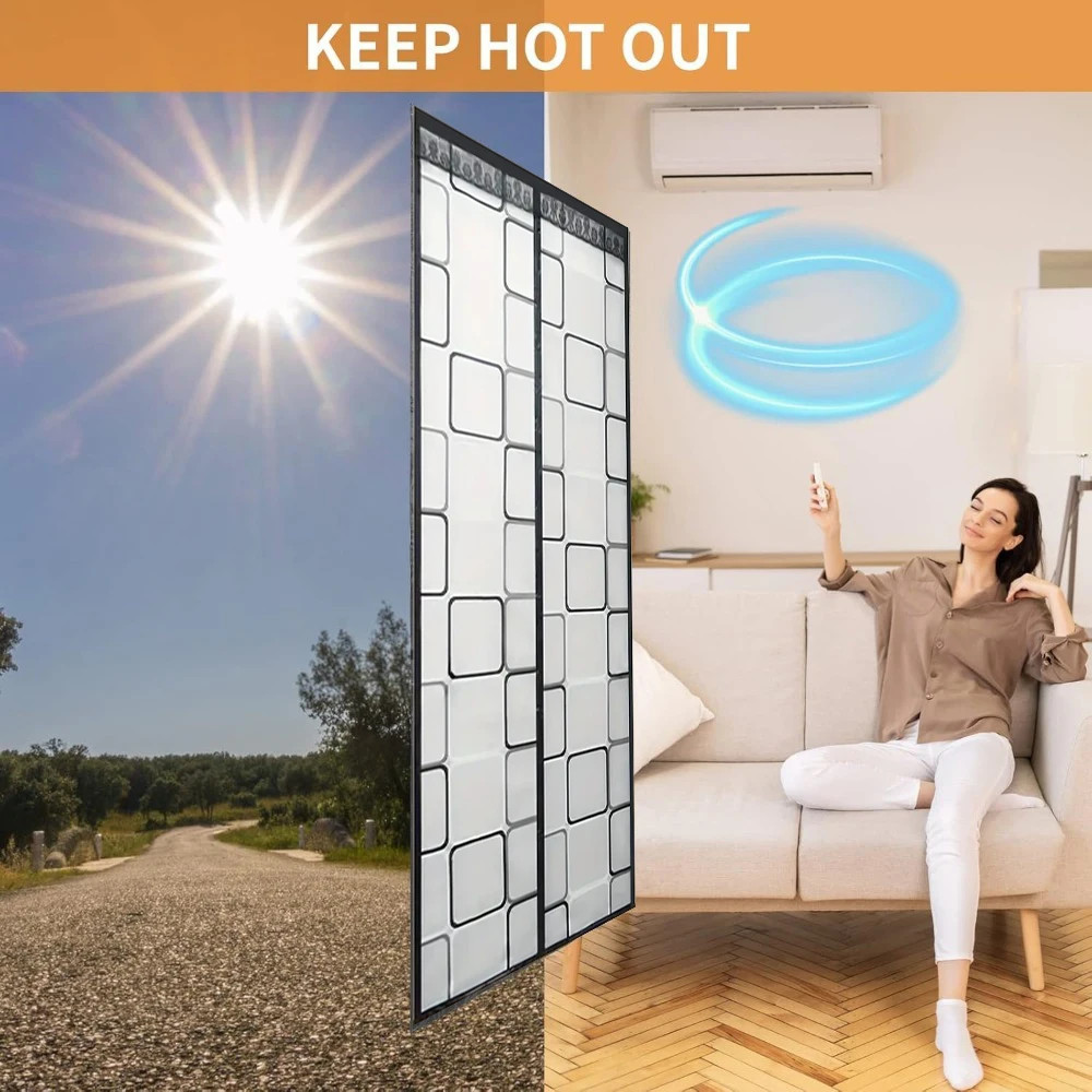 Magnetic Thermal Insulation Door Curtain Warm for Winter Door Wind & Cold