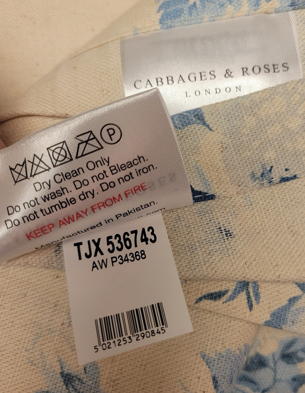 CABBAGES & ROSES Curtain Panel Drapes 50 x 84 Constance Blue Floral Natural 2 PC