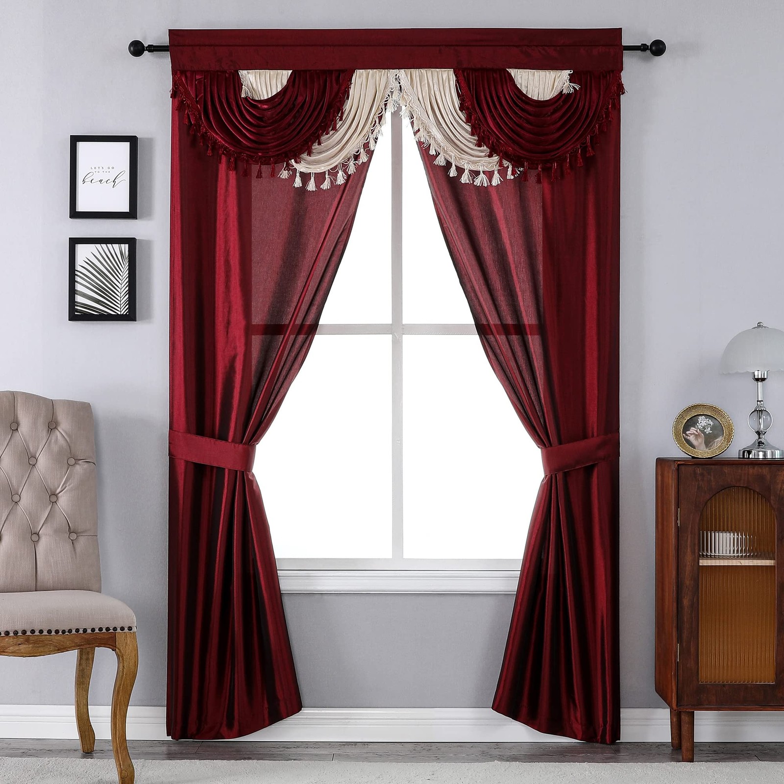 Regal Home Collections Amore Curtains 5-Piece 54″W x 84″L (Pack of 5), Brick