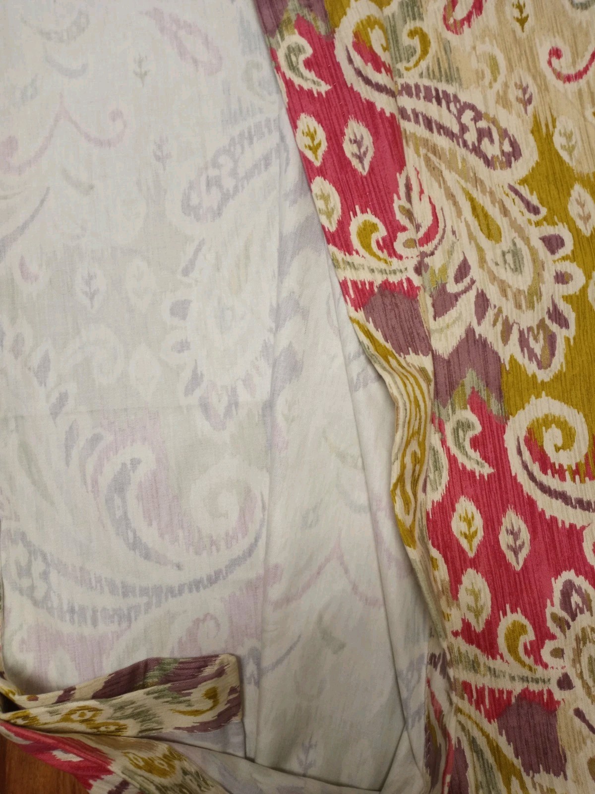 2) Handmade Paisley Floral Leaf Curtain Panels Cotton Blend~Rod Pkt~50″x102″