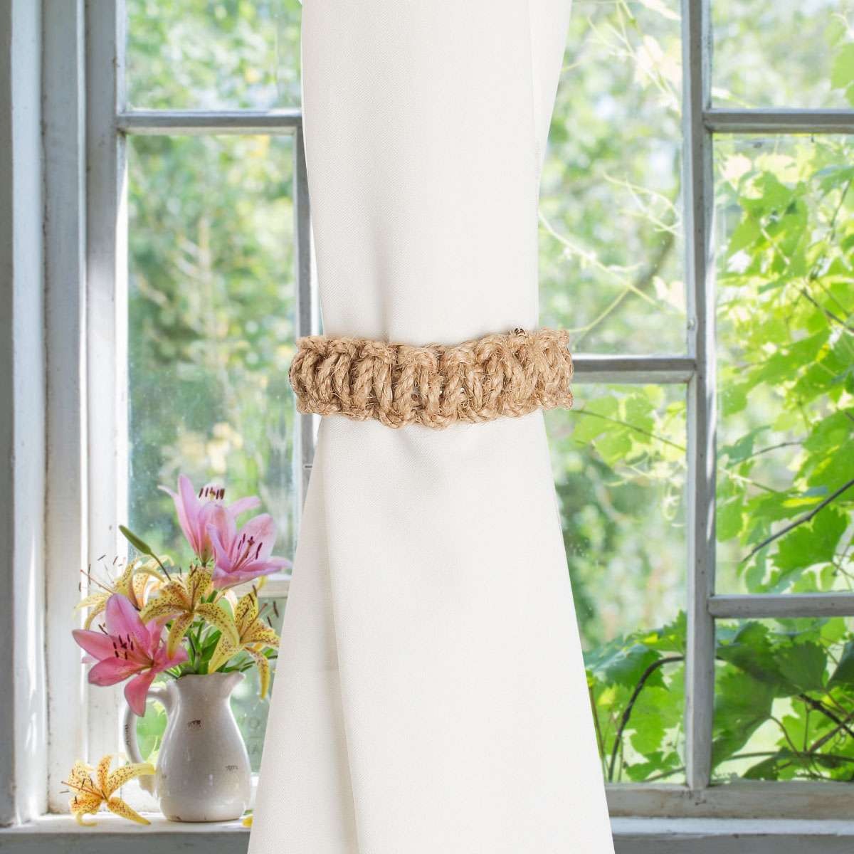 1/2/4PCS Handmade Khaki curtain tie back or door stop, Braided curtain holdback