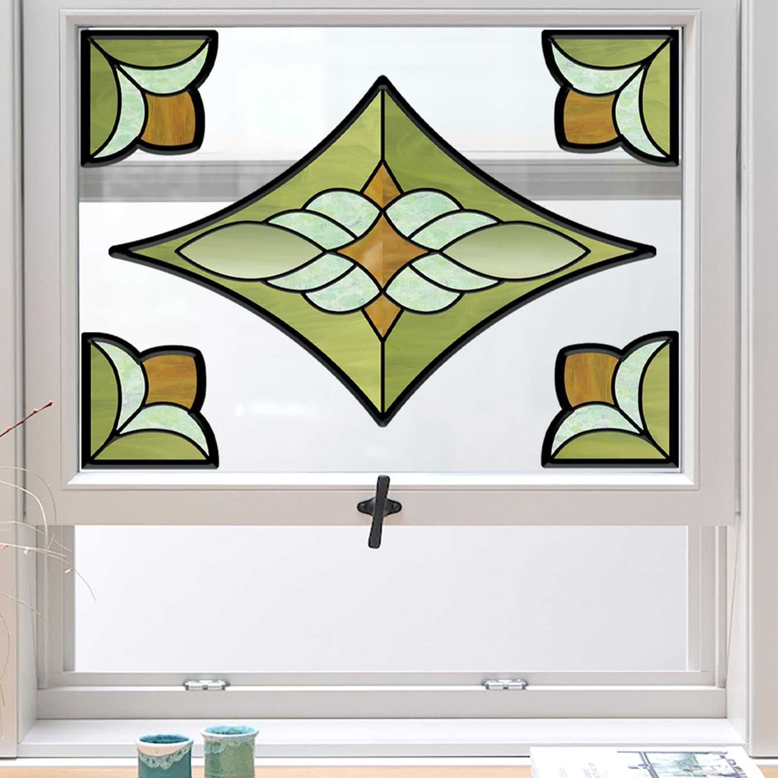 Window Stickers, ‌Stained Glass Window Privacy Film, UV Blocking Static Cling…