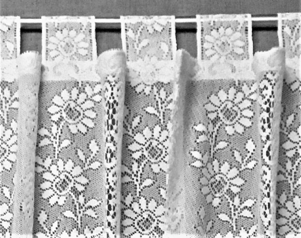Floret White Cotton Blend Lace Tab Top Window Panel 60″ x 63″/84″ Bedroom