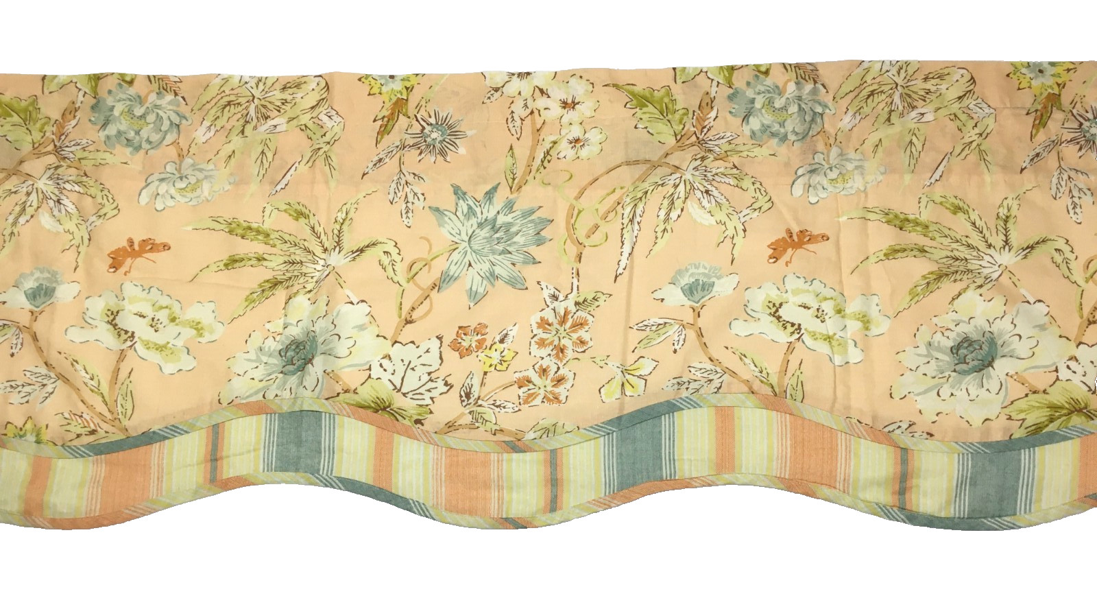 Waverly Cape Coral Fairfield Valance Peach Floral Scalloped Lightweight 79 x 18″