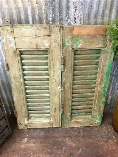 Small Green Antique Farmhouse Shutter, Wood Shutter, Architectural Salvage B14