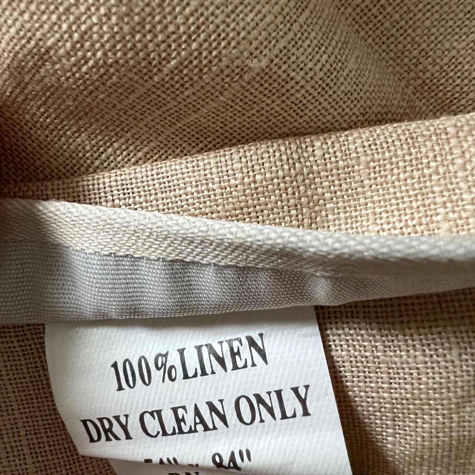 Pottery Barn Linen Curtain Panel 54×84 Tan Tie Top Farmhouse Boho Cottage Earthy