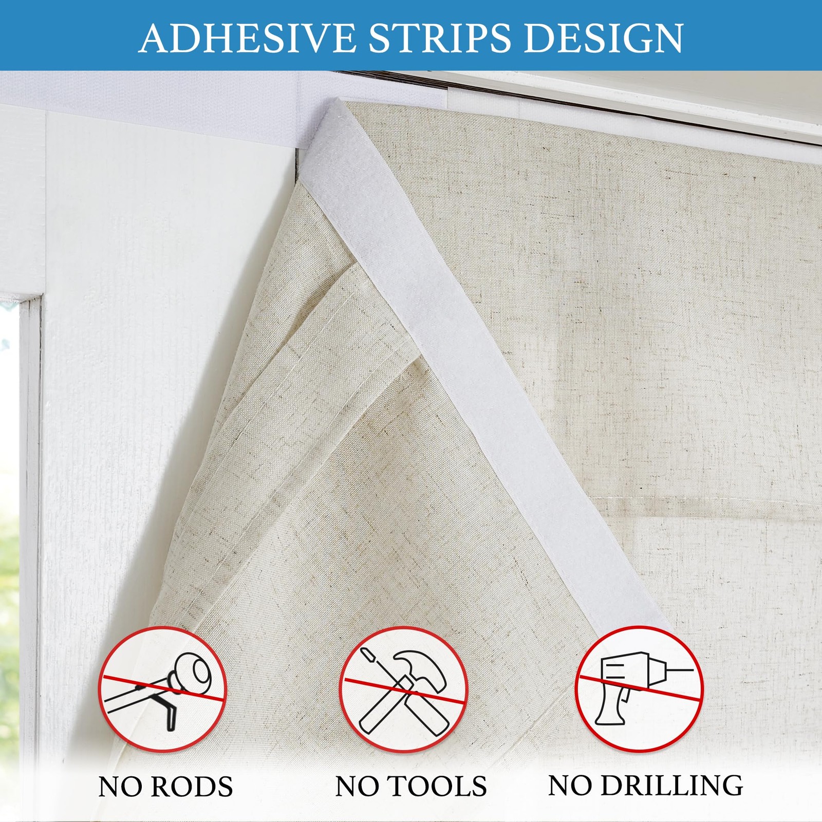 Natural Linen Blended French Door Curtain Privacy Light Filgtering Tricia Win…