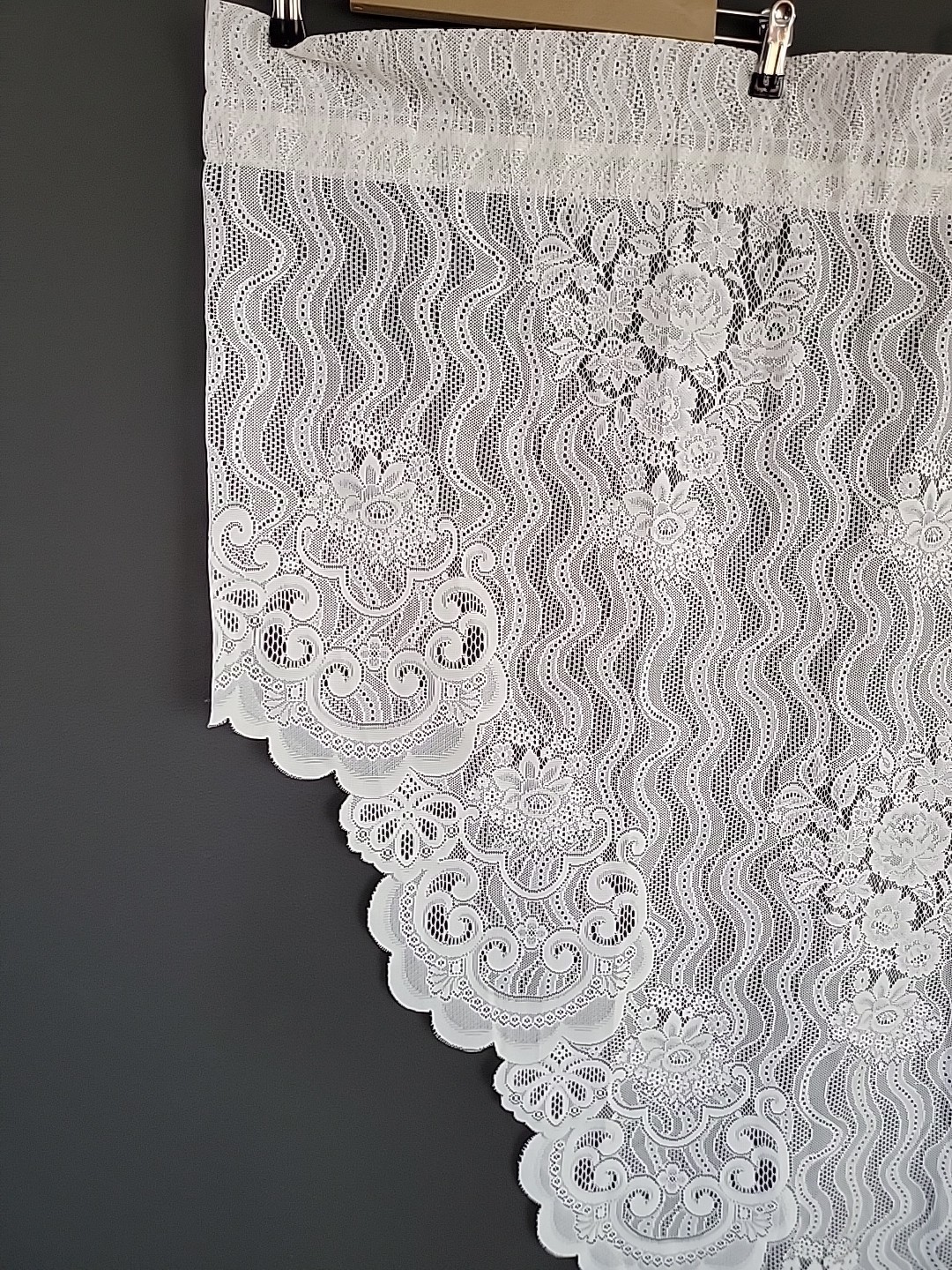 Sear Vintage ivory Tiers Curtains Pair Left and Right. Each Panel 35 W X 62 L
