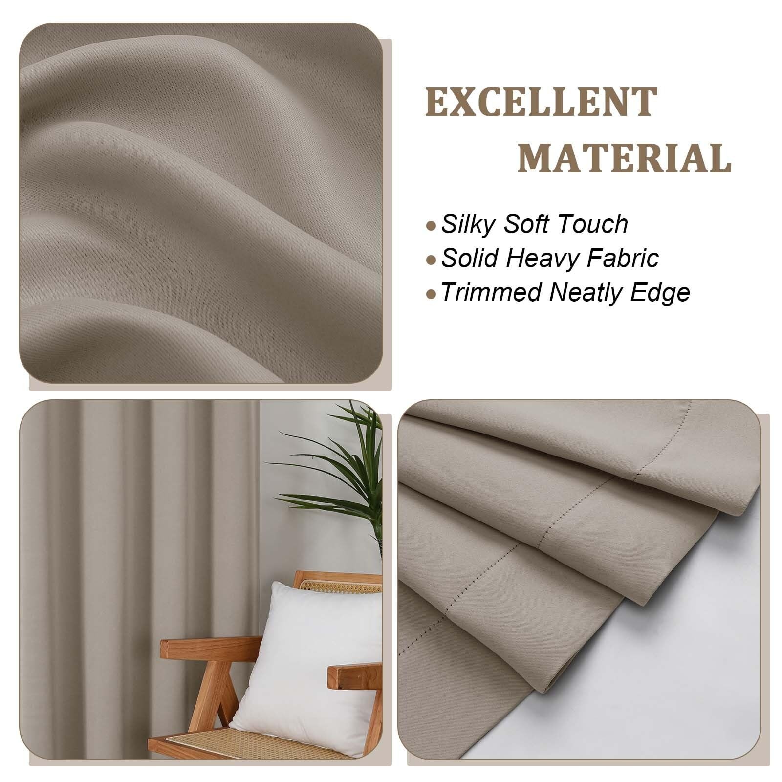 Stone Curtains for Bedroom 54 Inch Length 2 Pcs, Room Darkening Modern Farmho