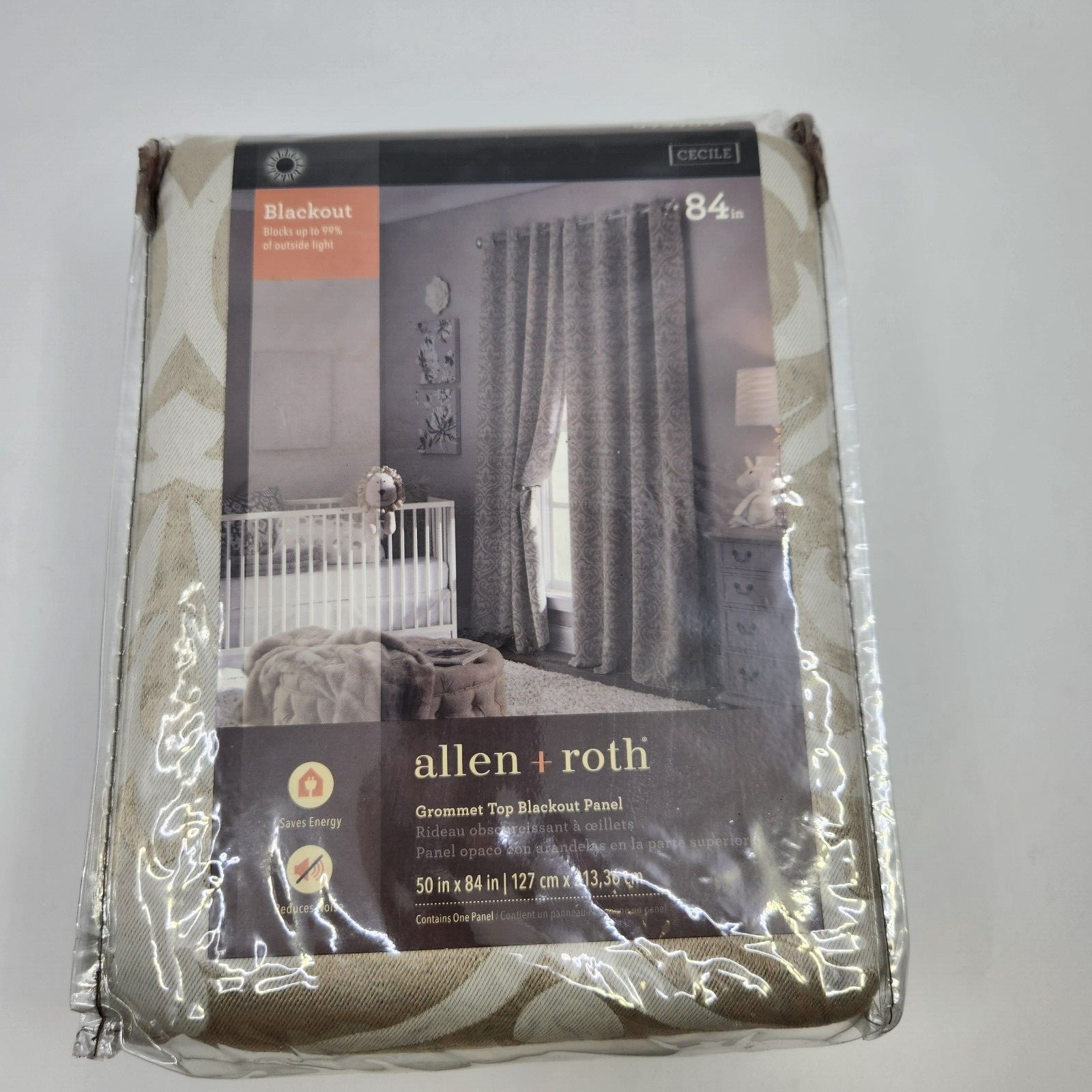 Allen + Roth Cecile Tan Grommet Top Blackout Panel 0939097 50 in x 84 in New