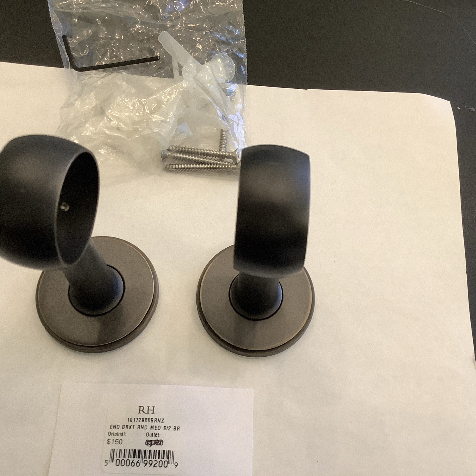 Restoration Hardware Easton End Brackets Round Bronze Medium x2