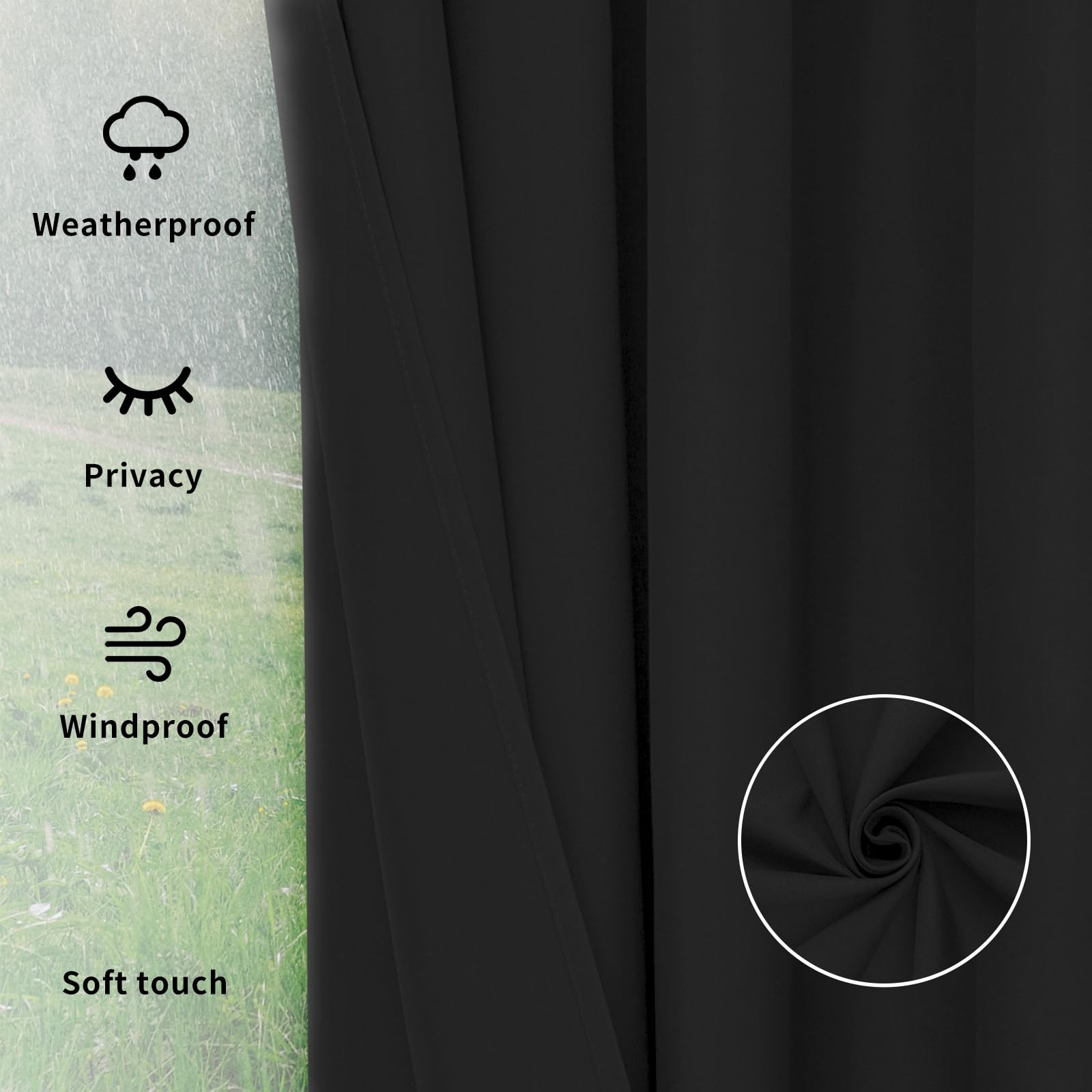 Outdoor Curtains Waterproof Windproof Weatherproof Curtain for Patio, Cabana,…