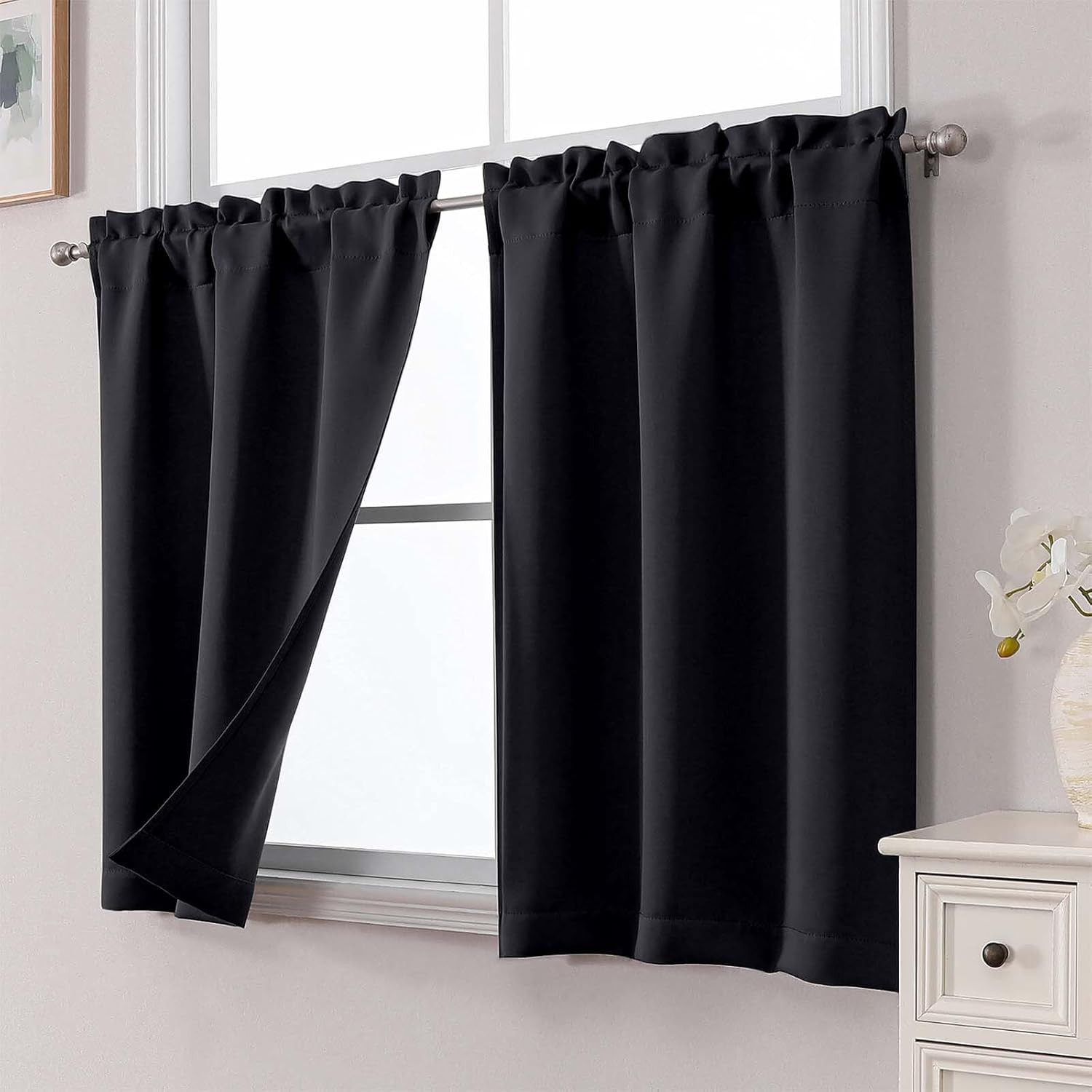 Cafe Curtains Tier 36 Inch Length 2 Panels, Short Thermal Insulated Room Darkeni