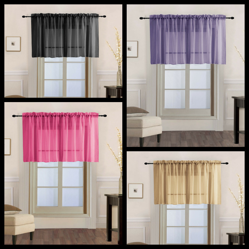 2PC SHEER STRAIGHT VALANCE/PANEL WINDOW CURTAIN TOPPER 55″ WIDE X 18″ OR 36″LONG