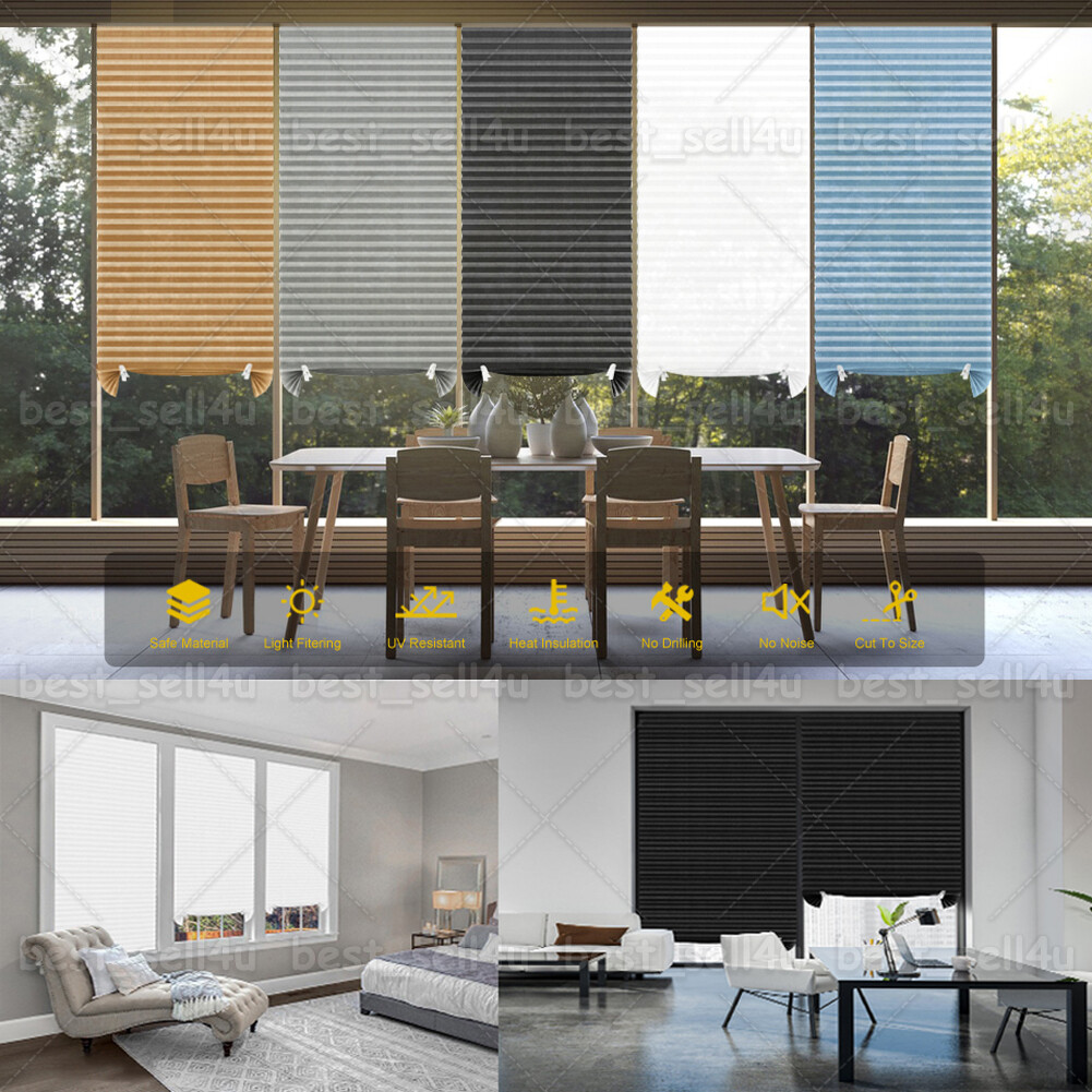 Window Shades Blinds Cordless Self Adhesive Temporary Pleated Paper Blinds Doors
