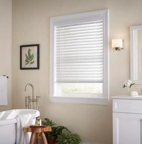 White Cordless Room Darkening 2″ Faux Wood Blind for Window 24″W x 54″ L