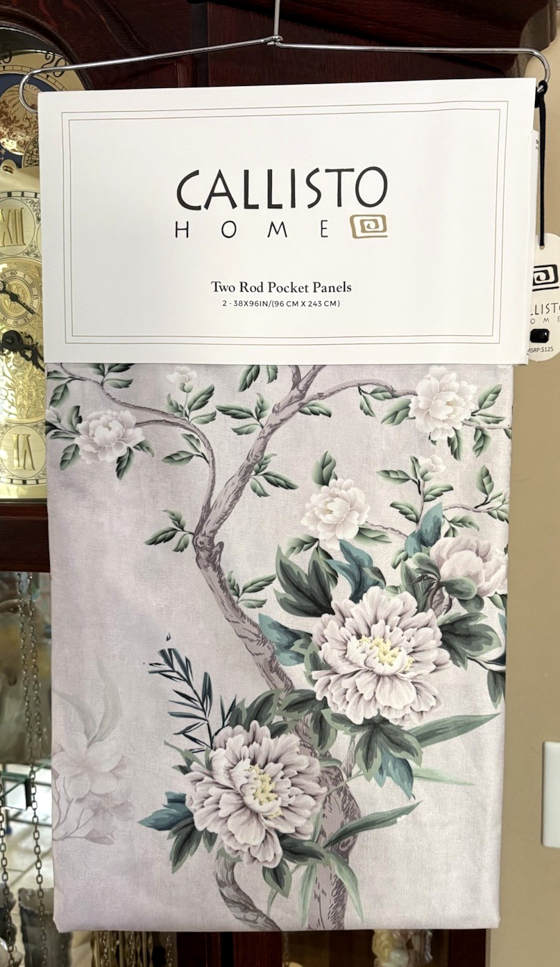 Callisto Velvet Floral Crane Drapers Back Top Grey 2 Window Curtain Panels 38×96