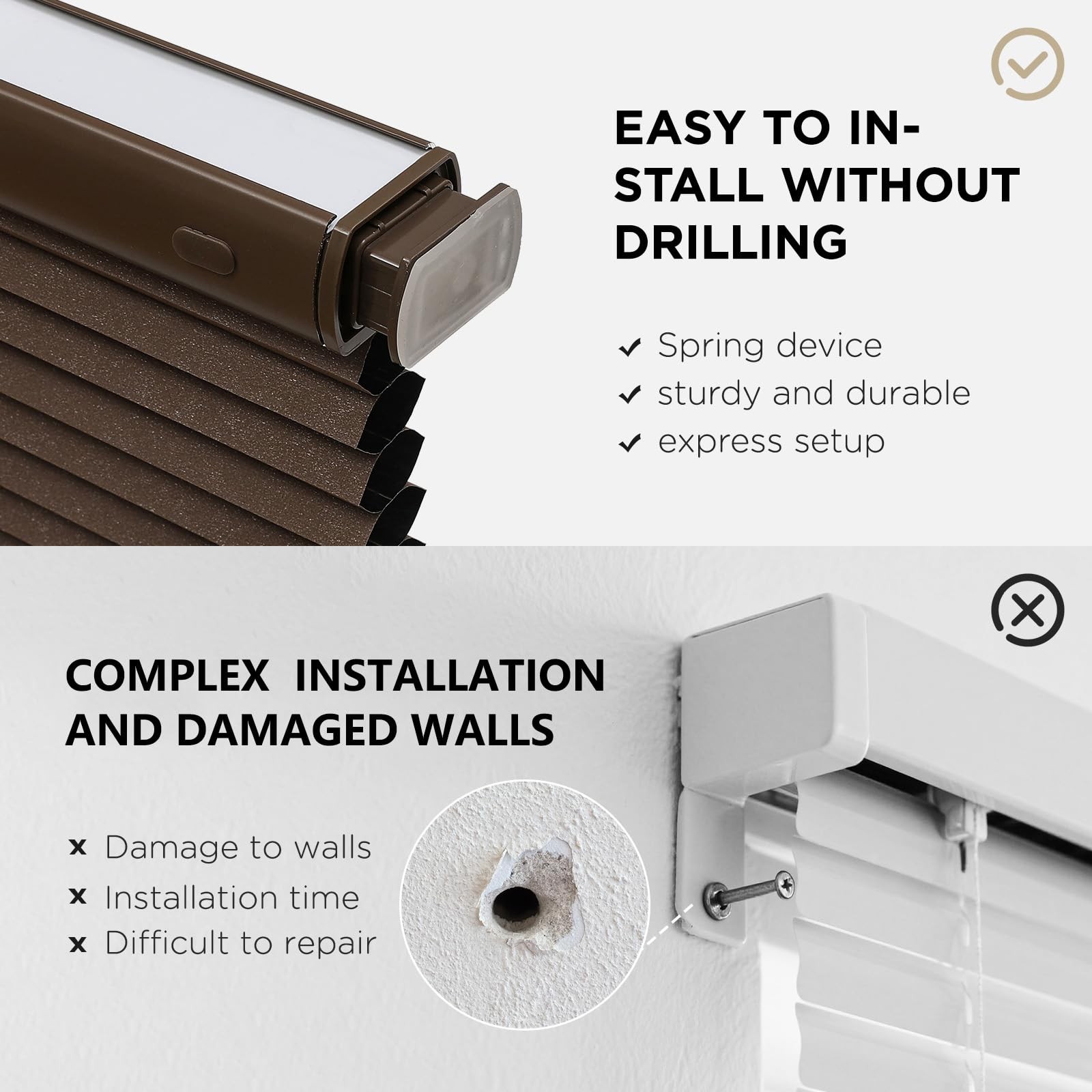 Joydeco No Tools No Drill Window Blinds For Indoor Windows Blackout Shades