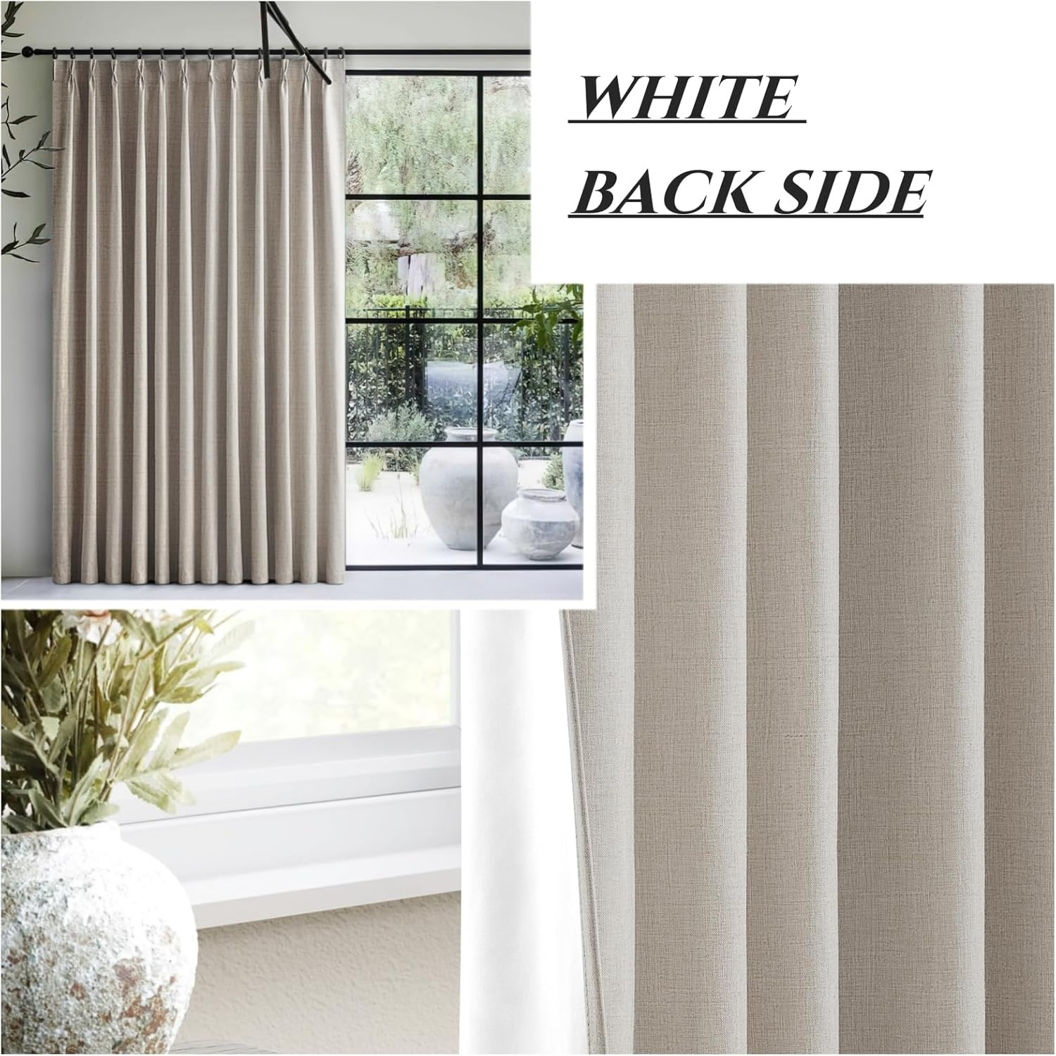 120″ Linen Blackout Curtains for Sliding Glass Doors – 2 Panels