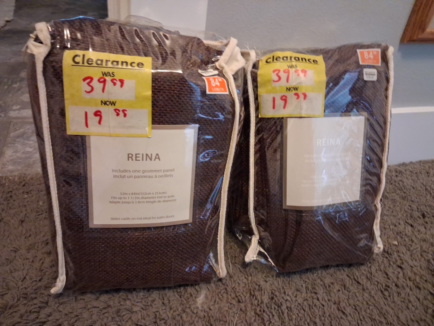 Pair Reina Grommet Curtain Panel 52″ W x 84″ L Dark Brown