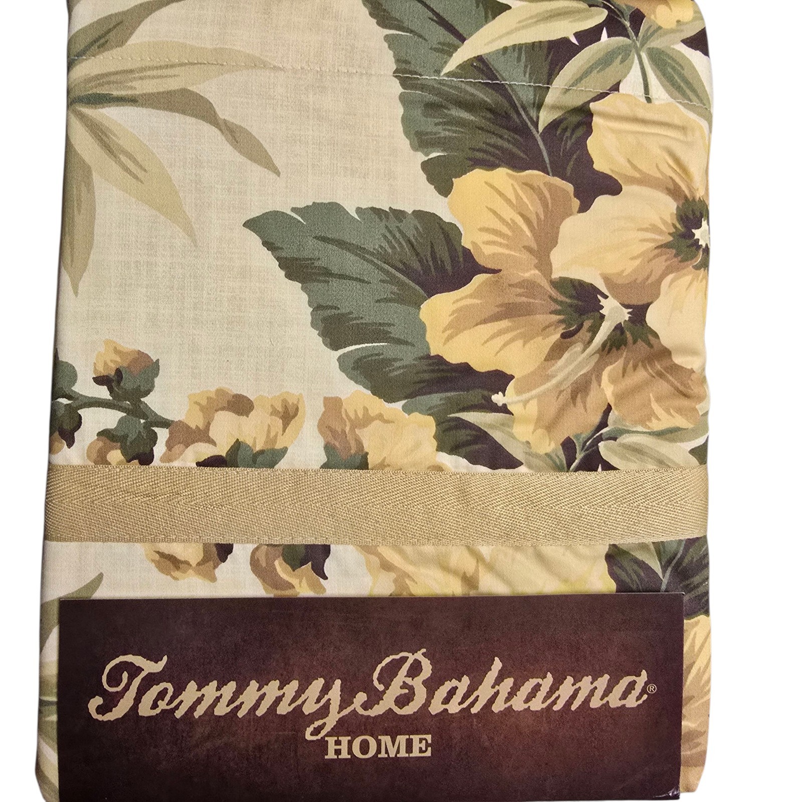 Tommy Bahama Home Bamboo Floral Yellow Hibiscus Tropical Floral Window Valance