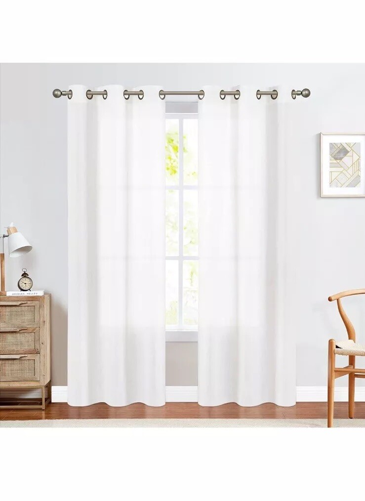 jinchan Linen Curtains Light Filtering Window Drapes with Grommet Top W38 x L84