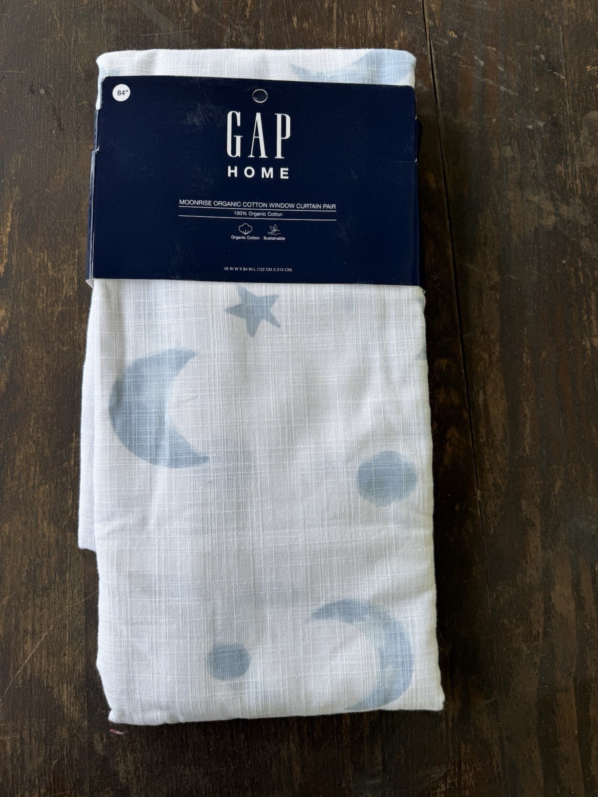 NWT Gap Moonrise Organic Cotton Curtain Panel Pair Celestial Moon Stars Sun