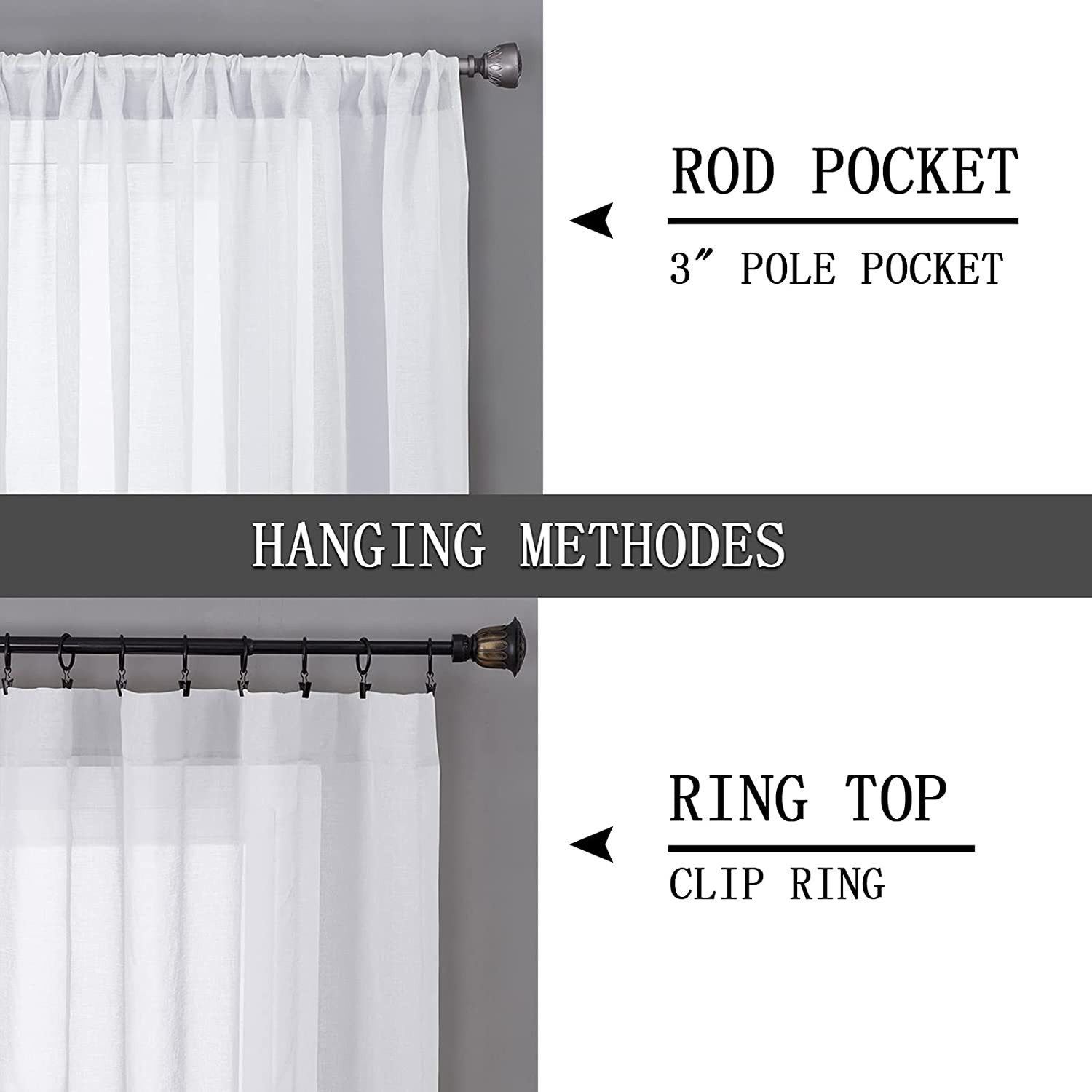 Short Sheer Curtain Linen Textured Bedroom Curtains Sheer Light Filtering Rod Po